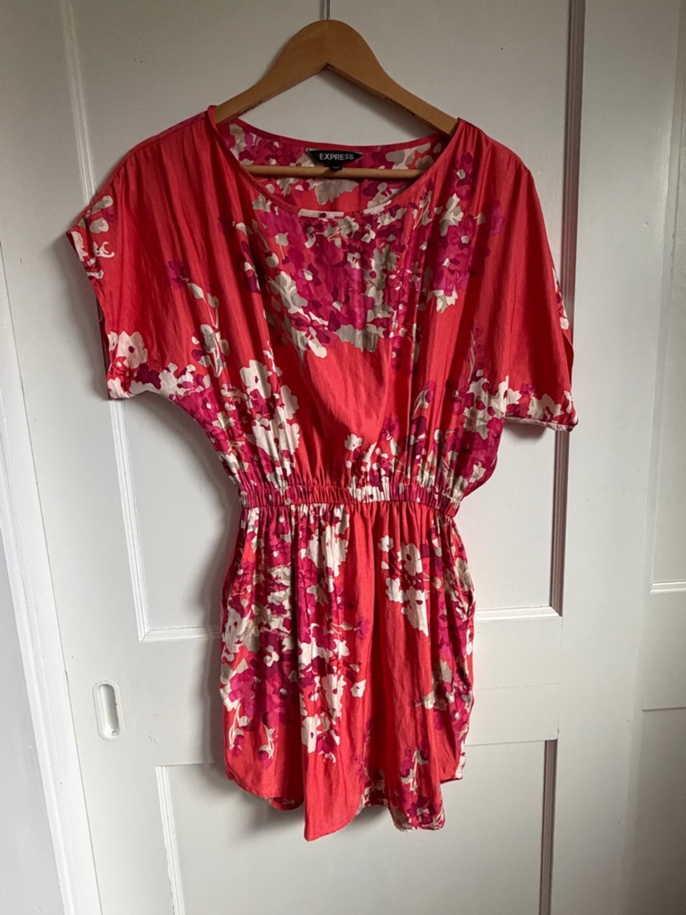 Express Coral and Pink Floral Short Romper